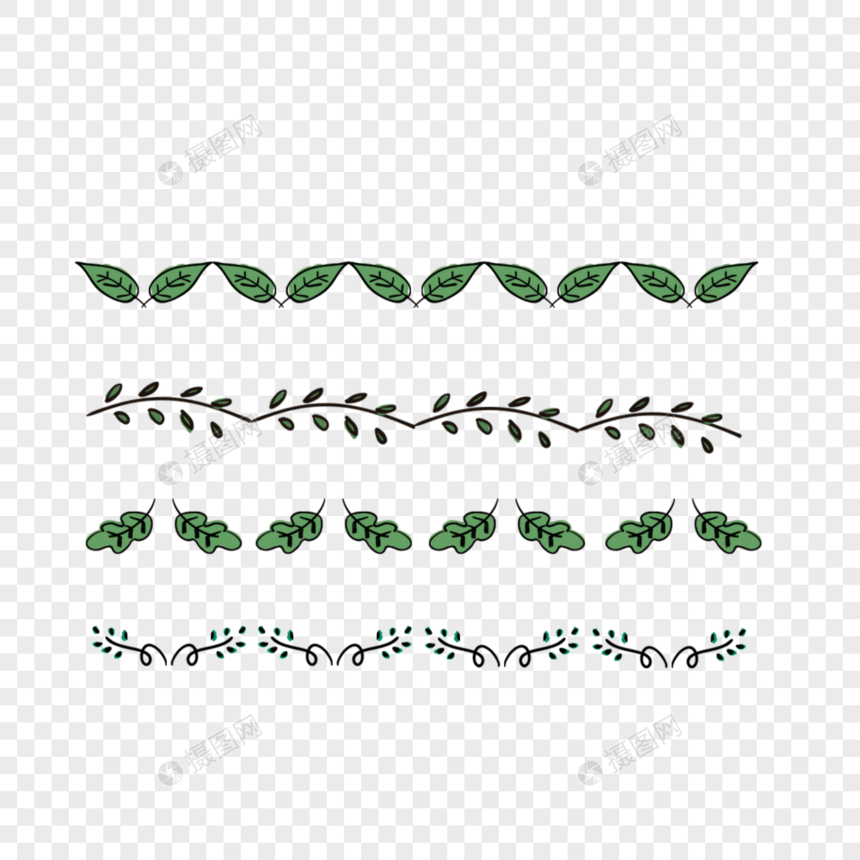 卡通手绘绿色植物分割线图片