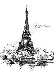 巴黎法国埃菲尔铁塔插画
