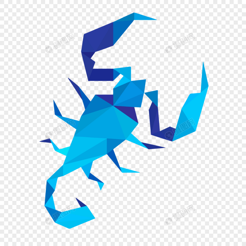 晶状蓝色蝎子正面卡通图片