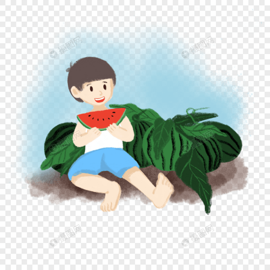 小朋友吃西瓜图片