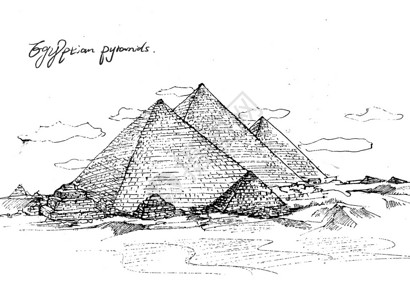 保护古迹埃及吉萨金字塔群插画