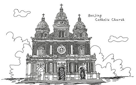 北京天主教东堂背景图片