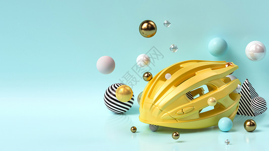 运动头盔创意漂浮头盔材场景设计图片