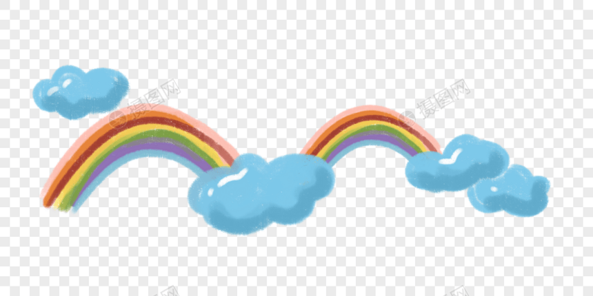 儿童节手绘彩虹云朵小清新装饰图片