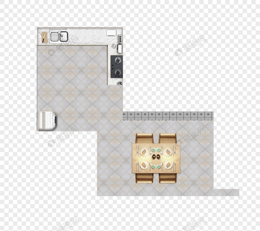 客厅和厨房俯视图图片