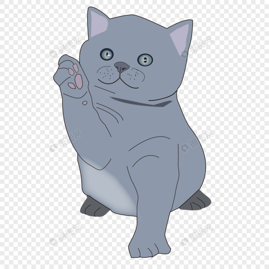 卡通可爱动物蓝猫猫咪手绘图片