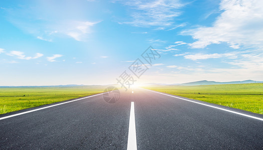 草地道路素材路面天空背景设计图片