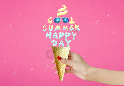 甜筒冰淇淋喷溅开心的夏天设计图片