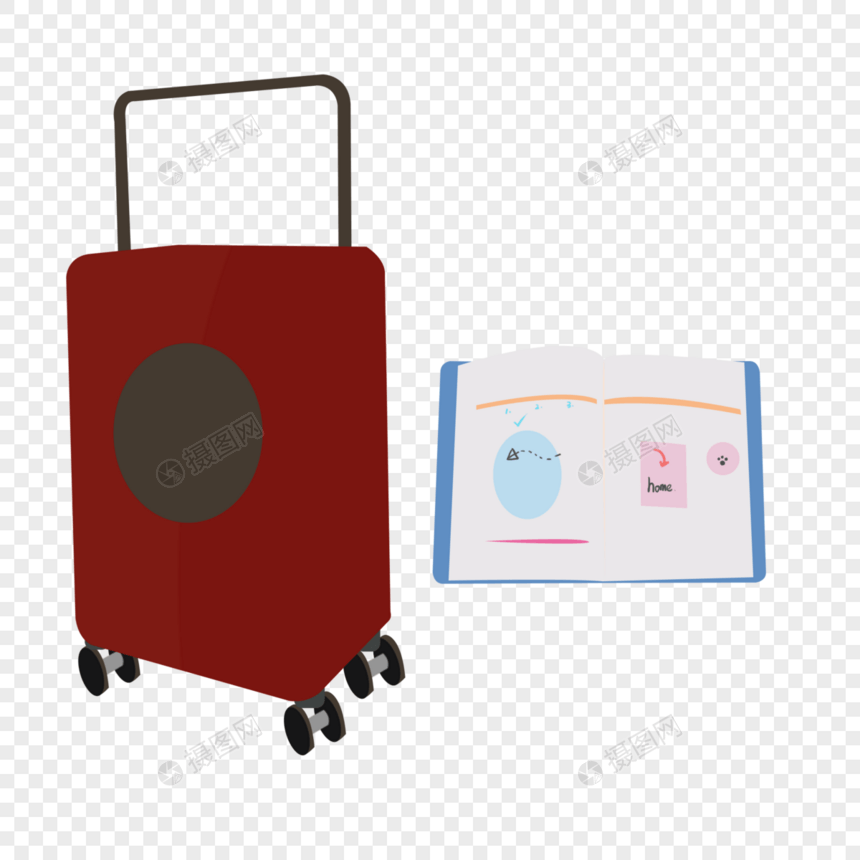 红色行李箱旅行图片