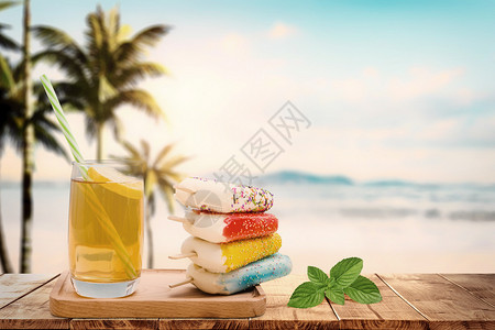 冰淇淋饮料海边夏季设计图片