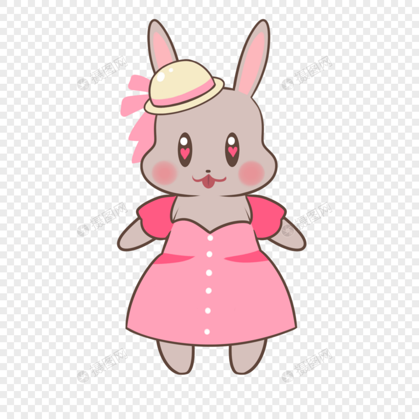 粉裙子灰兔子图片