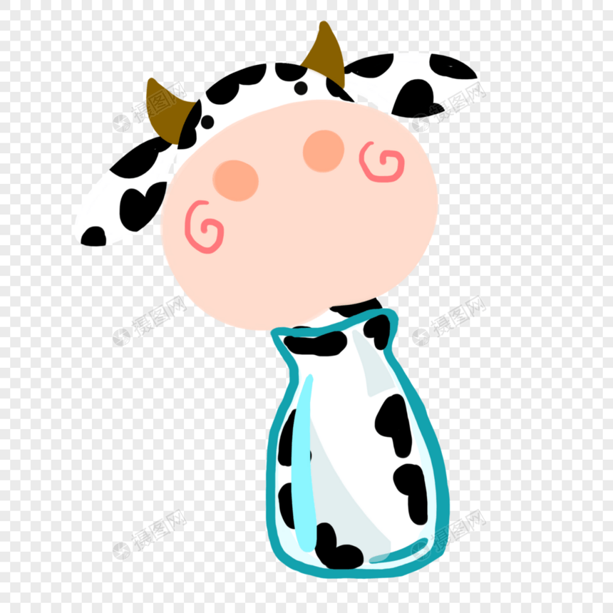 奶牛与牛奶瓶图片