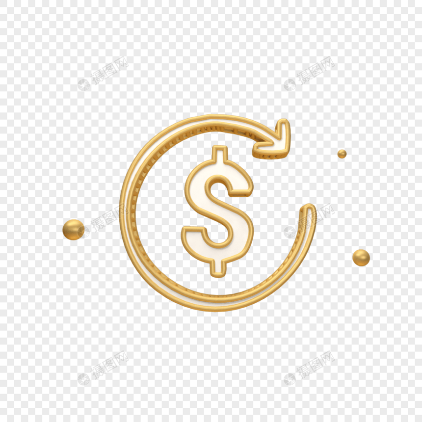 金色美元循环图标图片