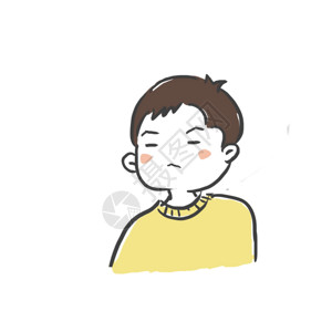 黄色格子毛衣简洁小男孩我同意表情包gif高清图片