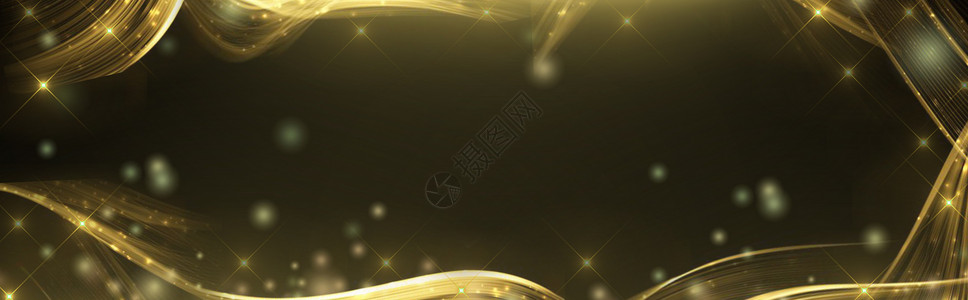 金色光点曲线黑金背景设计图片
