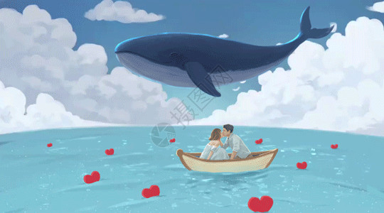 爱奥尼亚海船上的情侣GIF高清图片