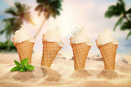 薄荷味冰淇淋夏日度假设计图片