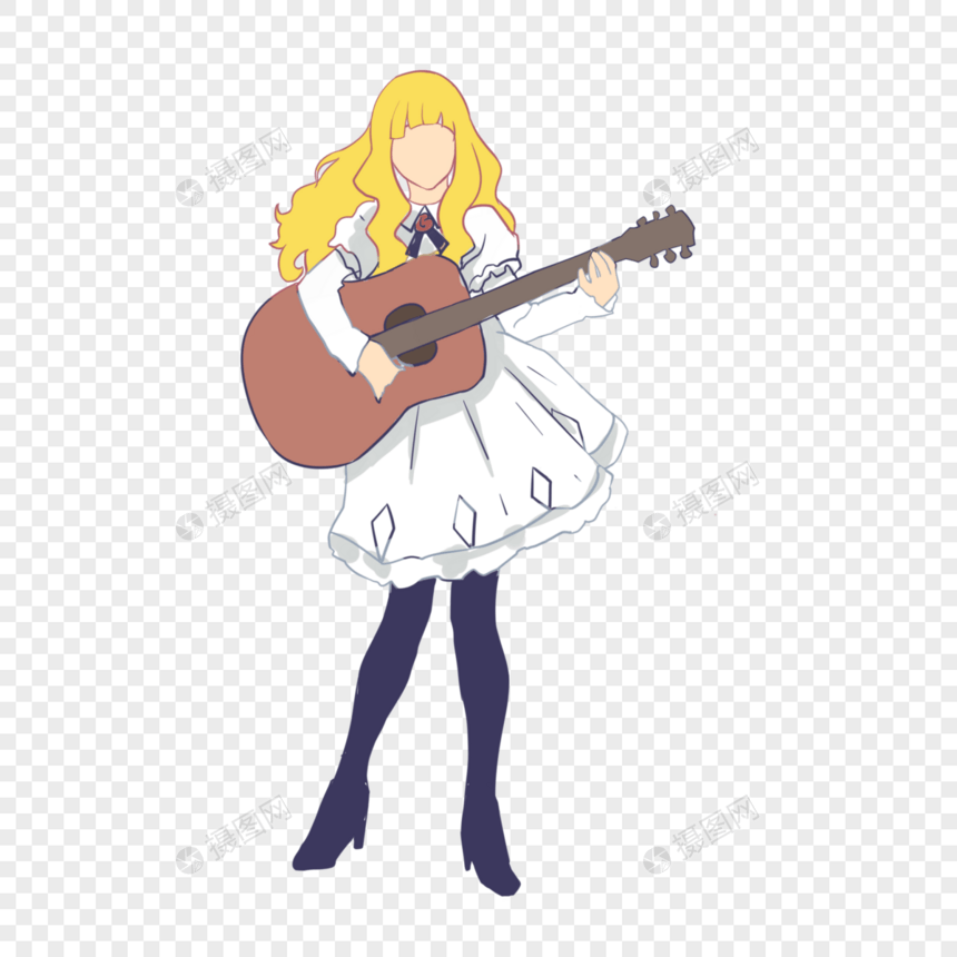 弹吉他萝莉少女图片