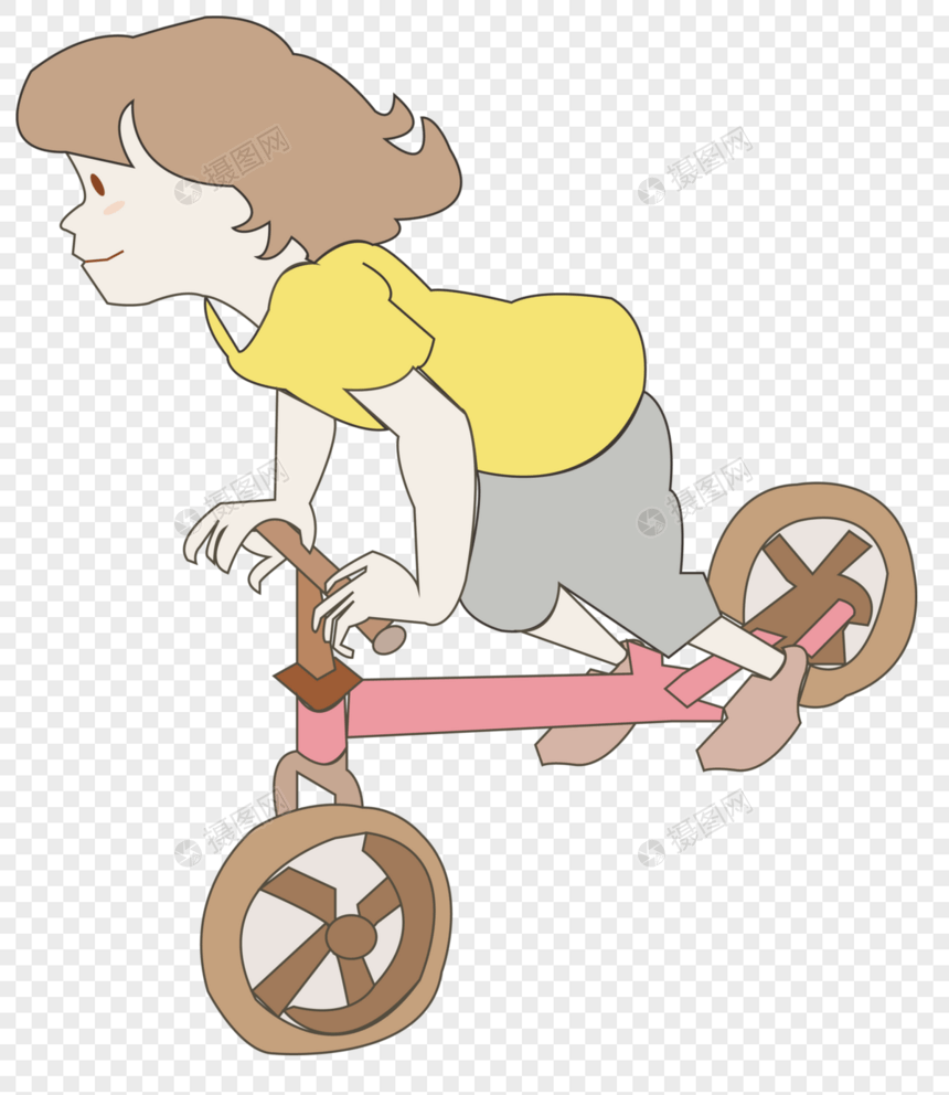 卡通女孩可爱骑自行车图片