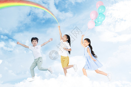 三个彩虹素材六一儿童节设计图片