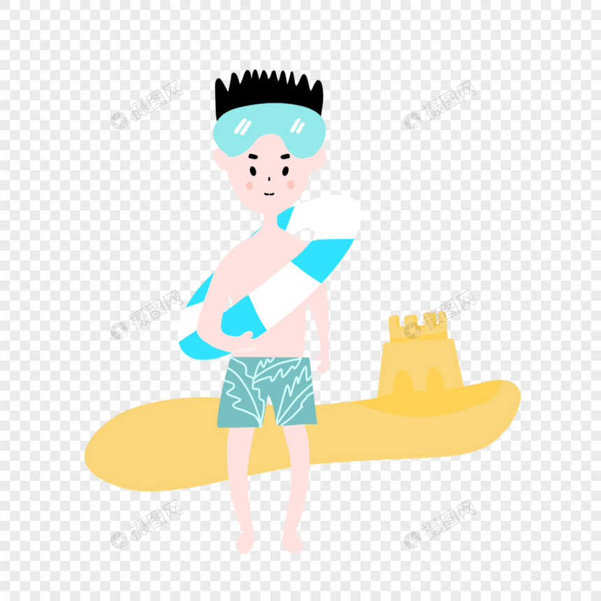 游泳的沙滩男孩图片