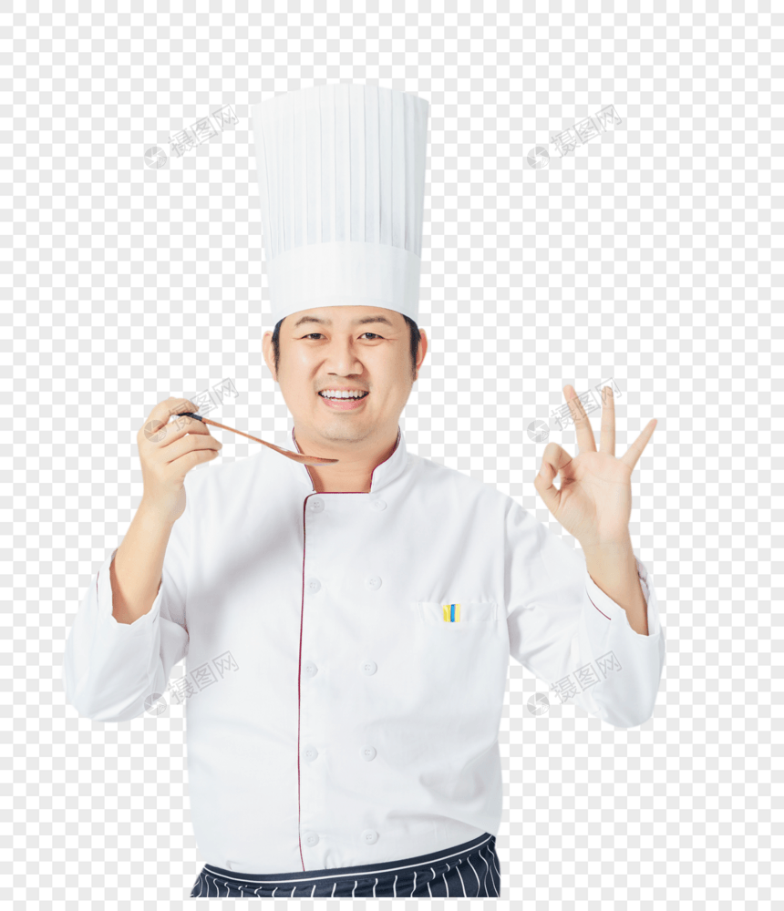 男厨师喝汤图片