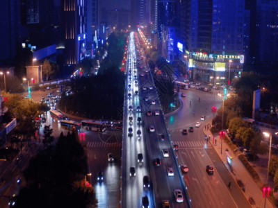 繁华城市图夜景车流4K航拍GIF高清图片