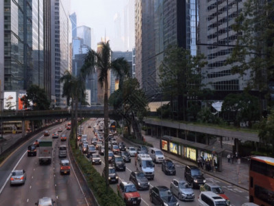 香港老街建筑香港繁忙交通延时GIF高清图片