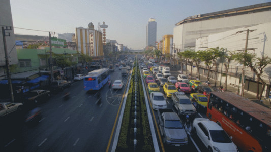 城市建筑线条泰国曼谷城市公路车gif高清图片