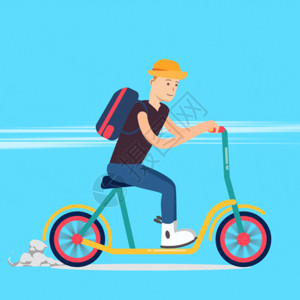 骑着龙虾男孩骑脚踏车GIF高清图片