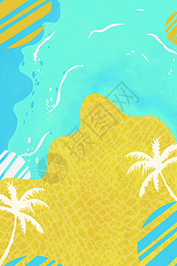 沙滩手绘手绘夏季背景设计图片