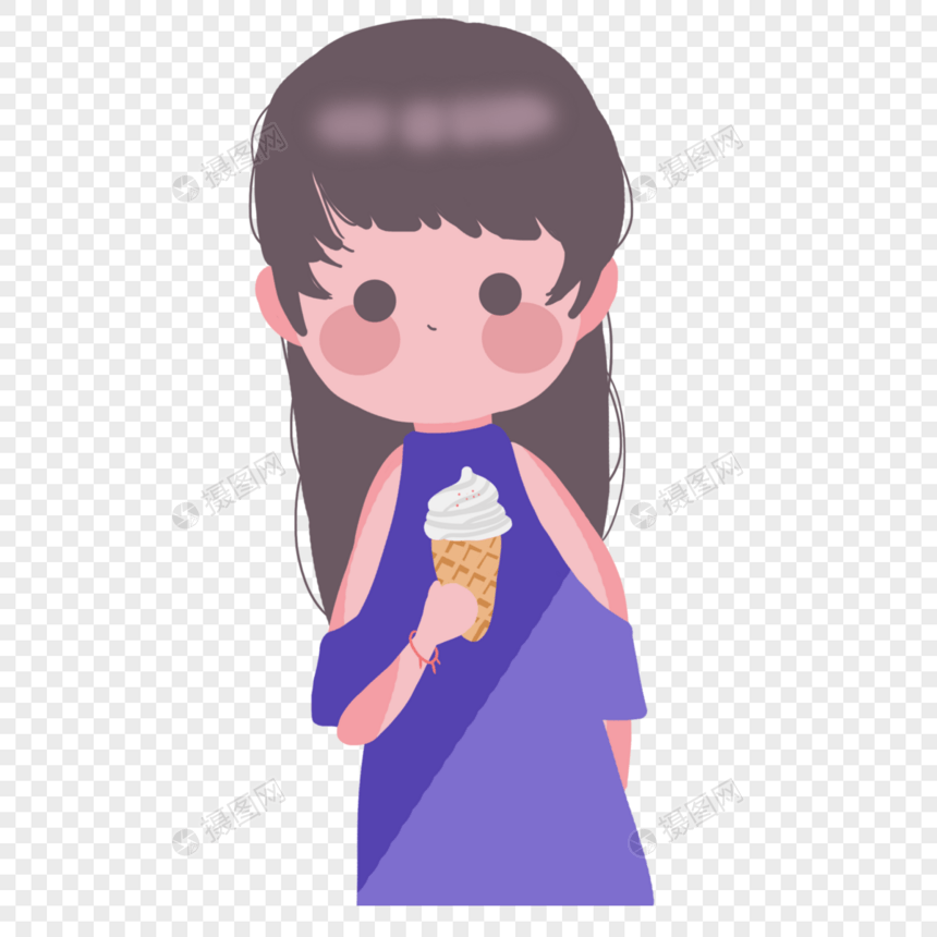 拿冰淇淋的小女孩图片
