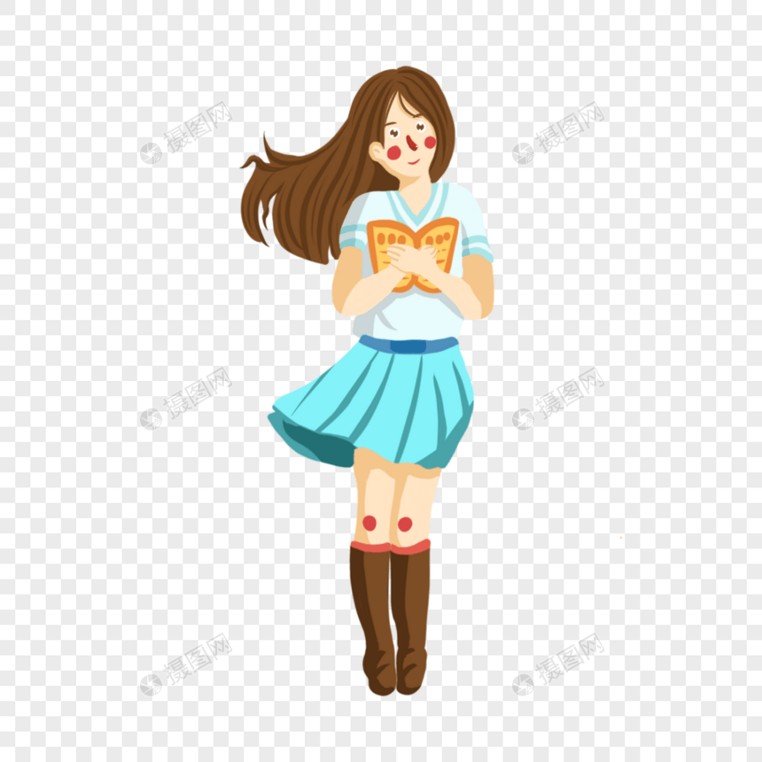 抱着书的女孩图片