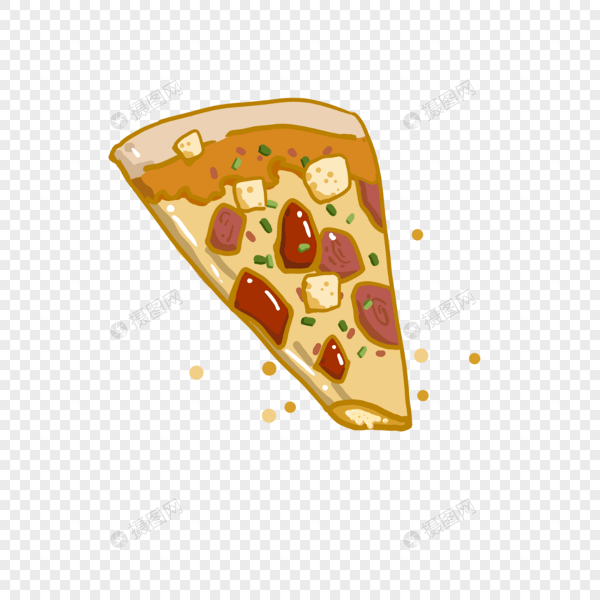 卡通手绘小清新风创意高热量食物pizza图片