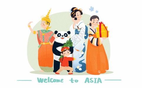 日系和服欢迎来到亚洲旅游gif高清图片