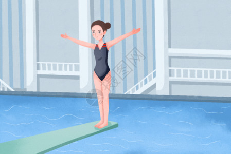 水油平衡跳水运动员GIF高清图片