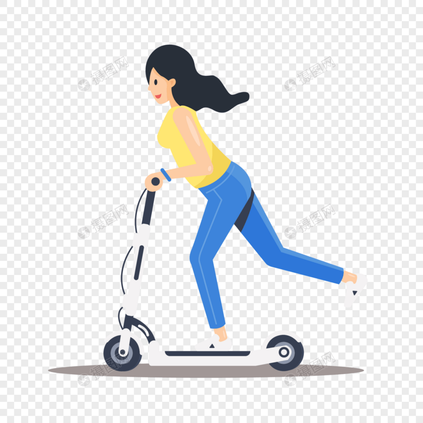 踏滑板车的女生图片