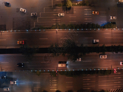 都市交通夜景4K航拍GIF图片