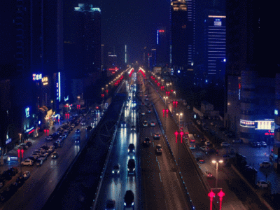 都市交通夜景4K航拍GIF图片