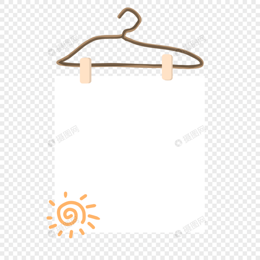夏天衣架夹子手绘太阳简约边框图片