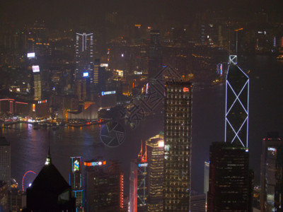 南沙港俯视香港城市夜景维多利亚港GIF高清图片