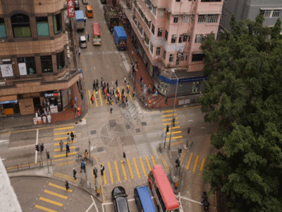 香港十字路口人行道慢动作GIF图片