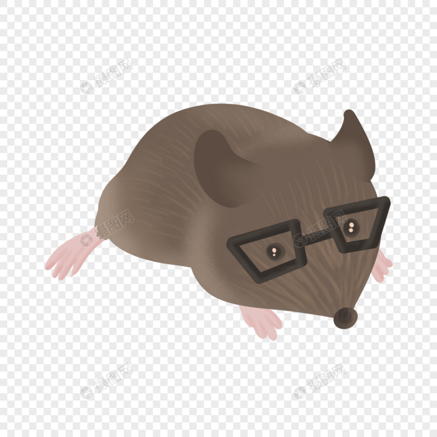 戴眼镜的小老鼠图片