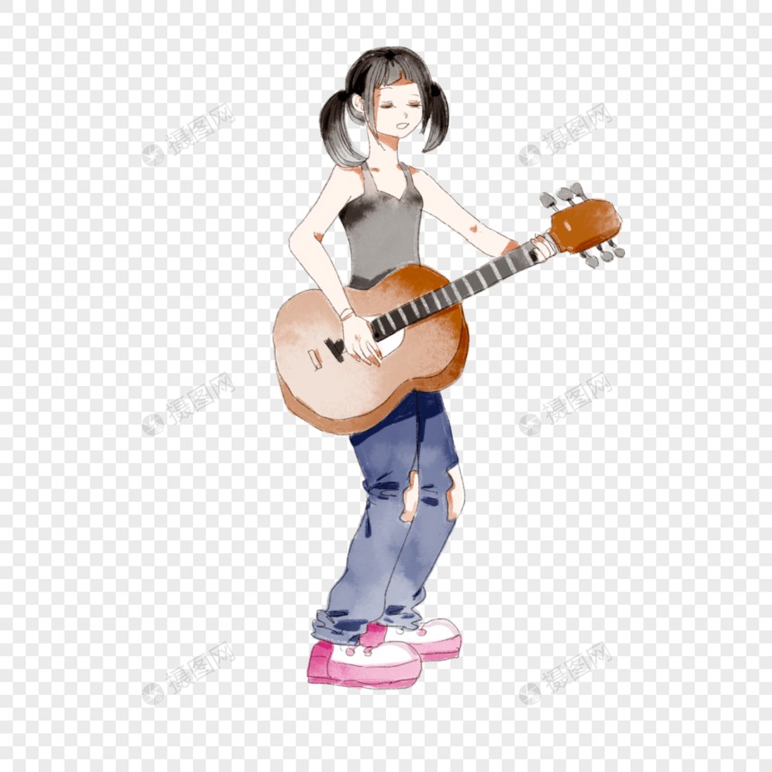 弹吉他的女生图片
