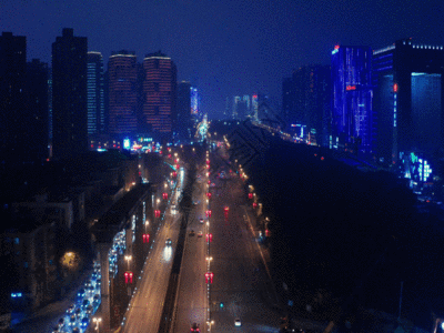 繁华夜景交通GIF图片