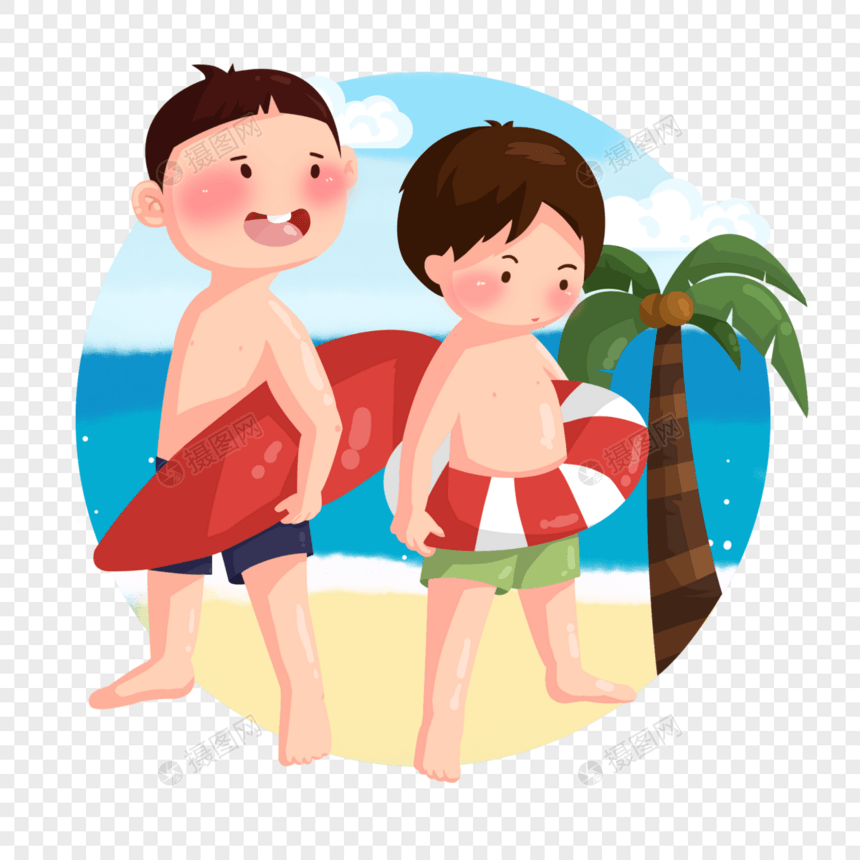 海边度假的孩子图片