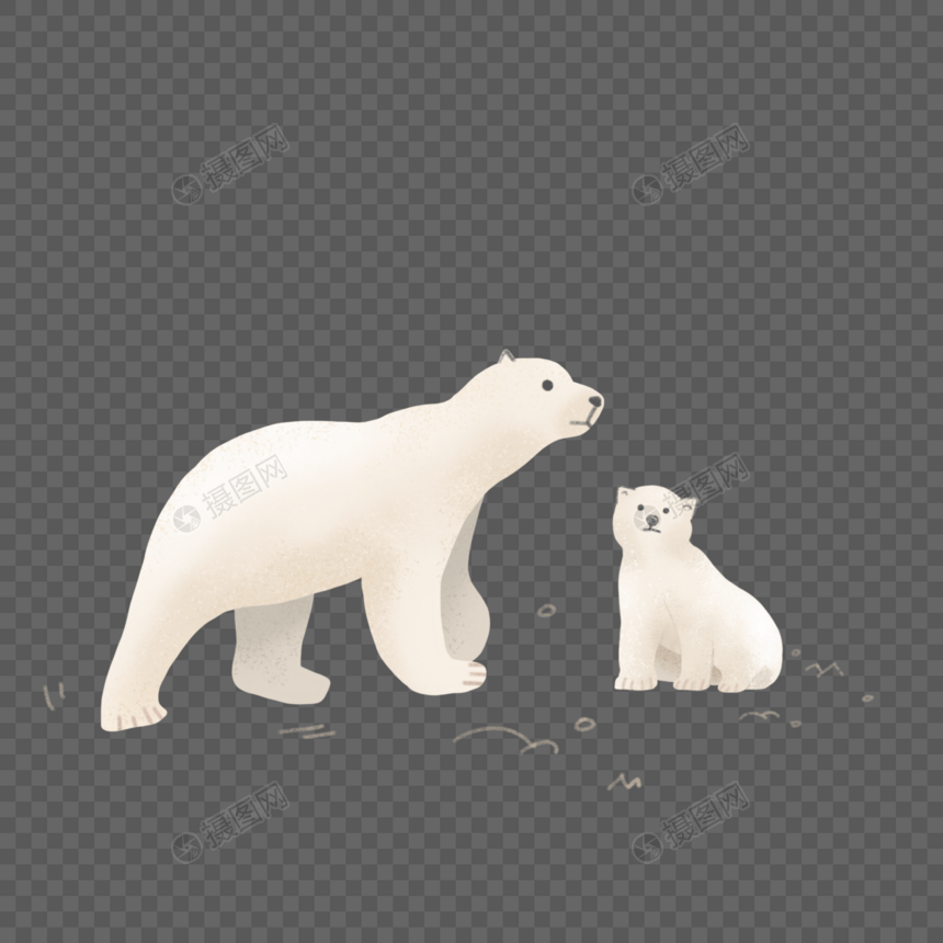 北极熊手绘插画图片
