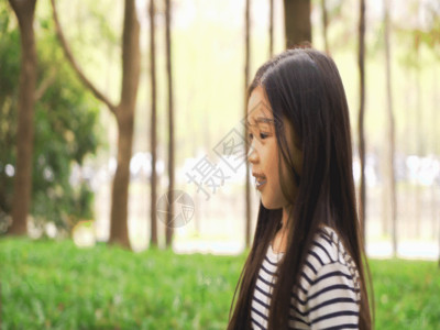 车头正面小女孩在树林里开心的走路GIF高清图片