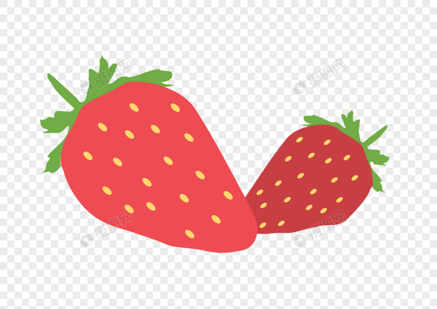 卡通简约草莓水果夏季元素图片