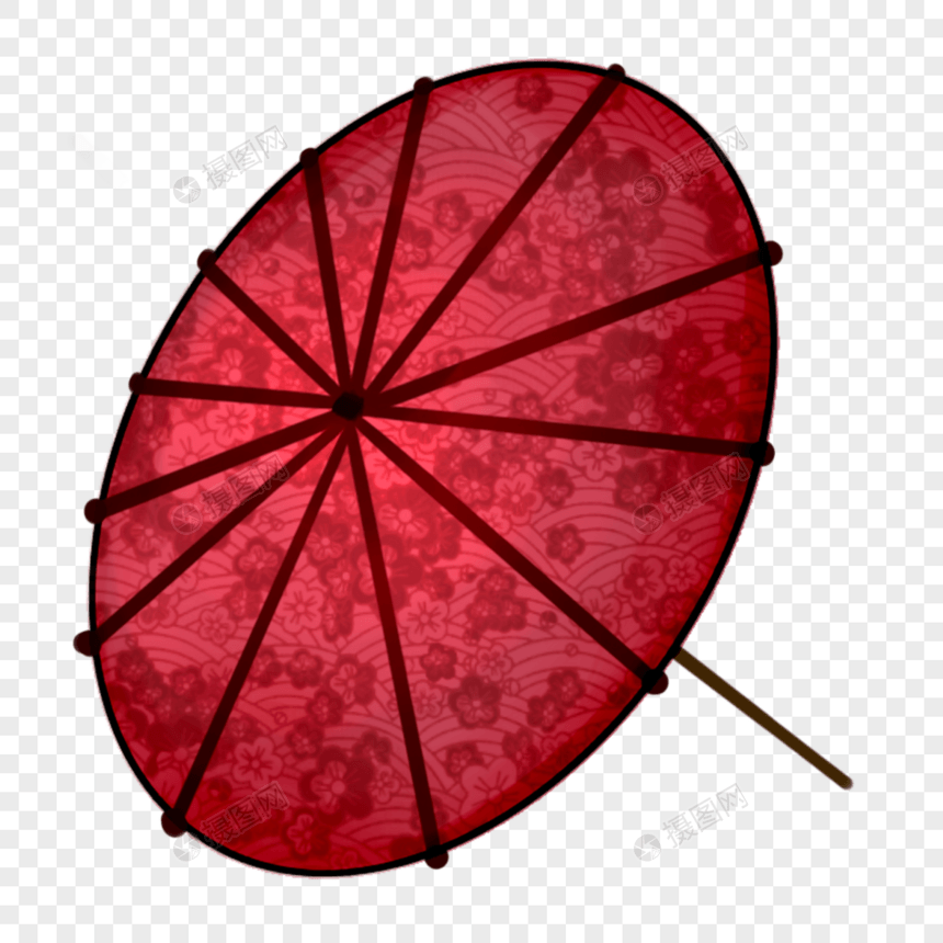 红色梅花暗纹伞图片